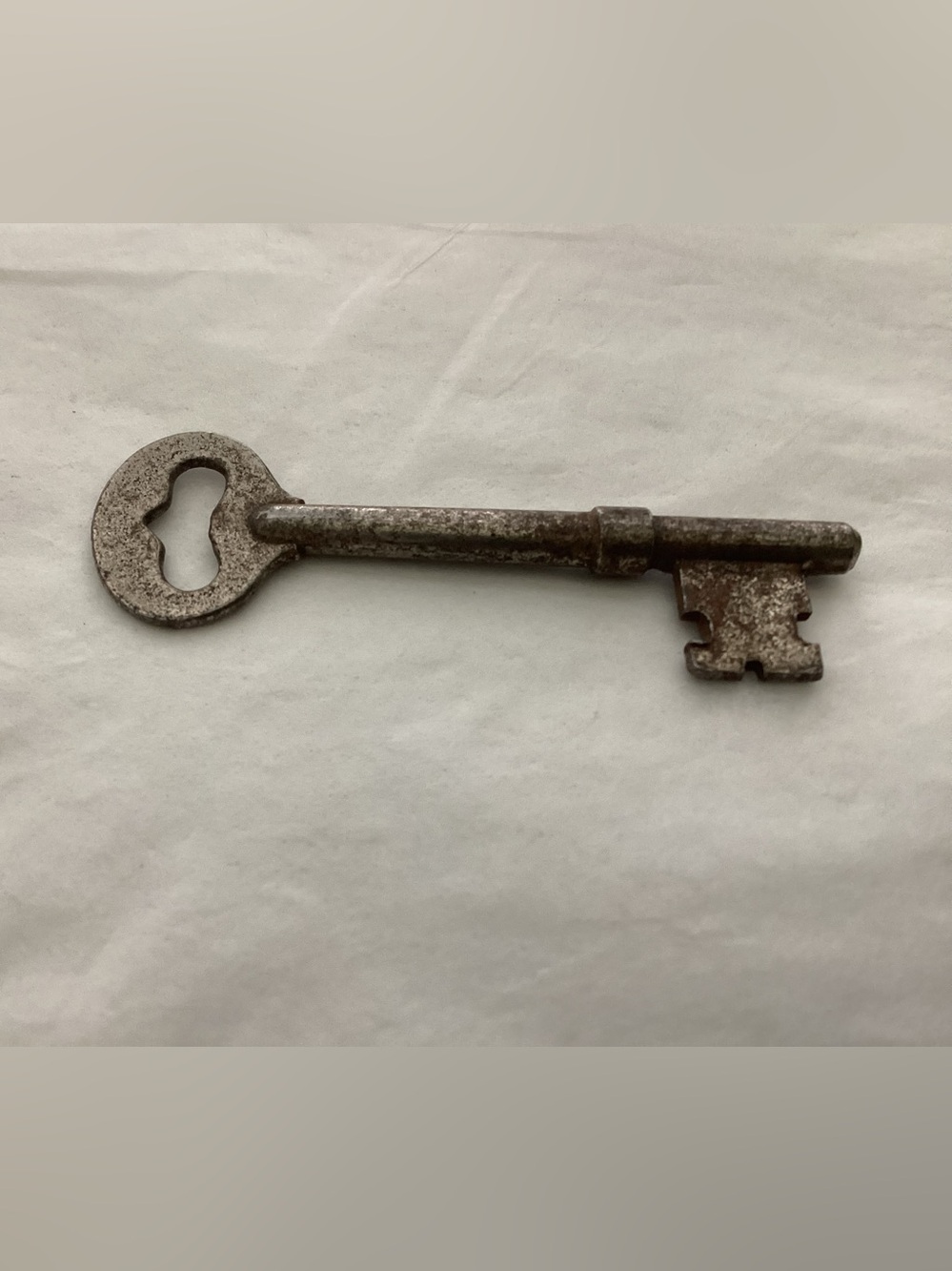 Antique Skeleton Key, solid barrel mortise lock key Manf. In the late 19th C